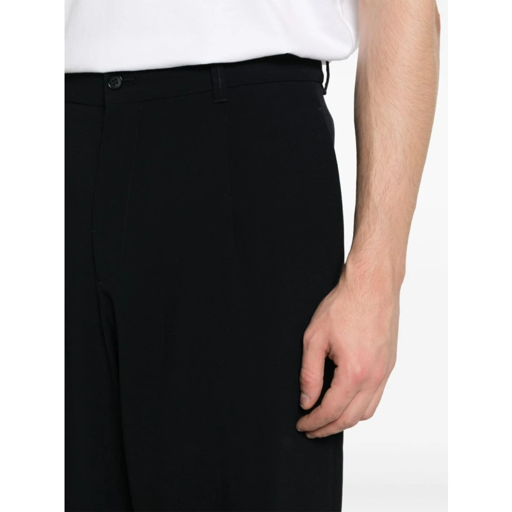 Giorgio Armani Blauwe Navy Wol Pantalon Slim Fit Blue Heren