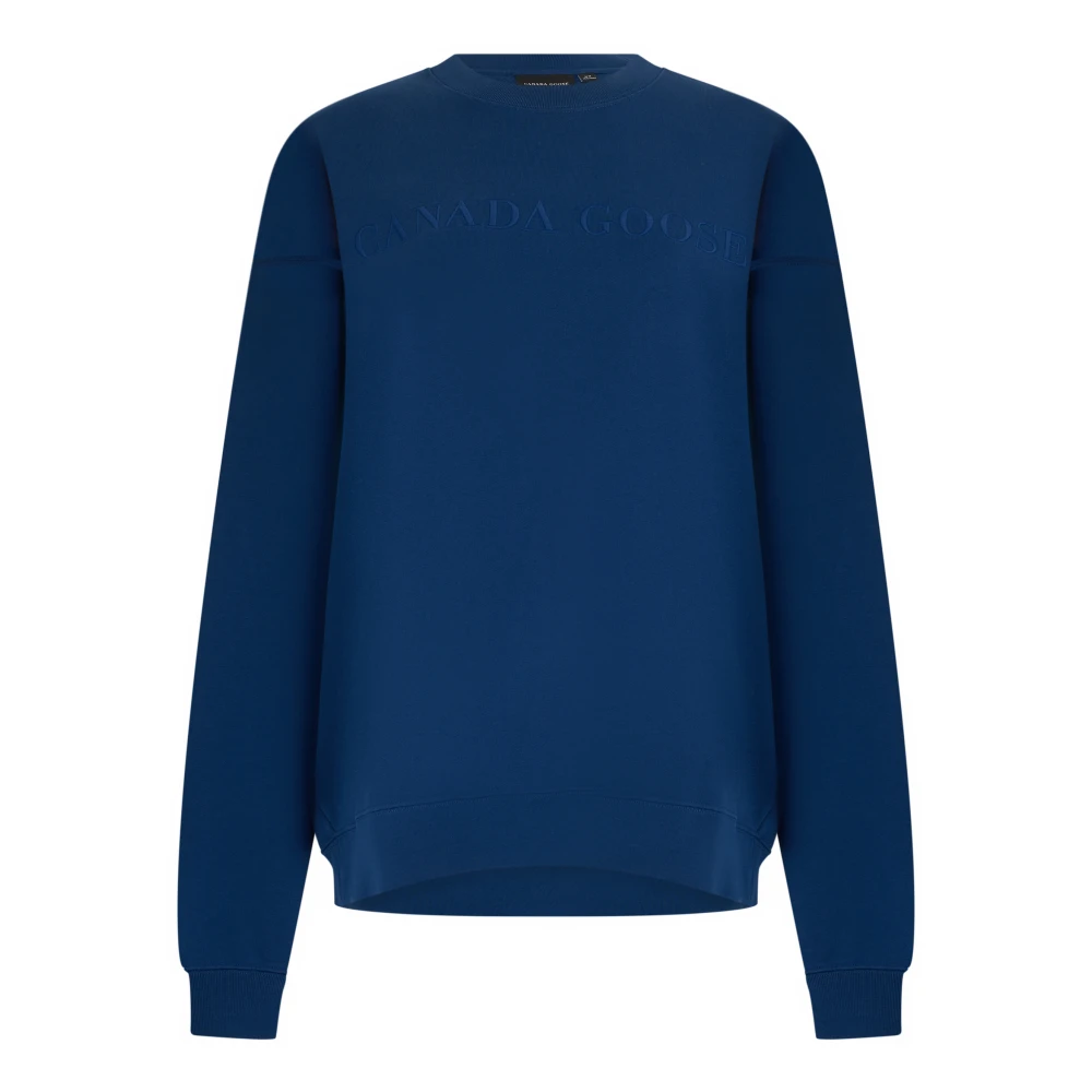 Canada Goose Men's Blue Embroidery Crew Sweatshirt - Round-Neck Knitwear - Xl - Knitwear