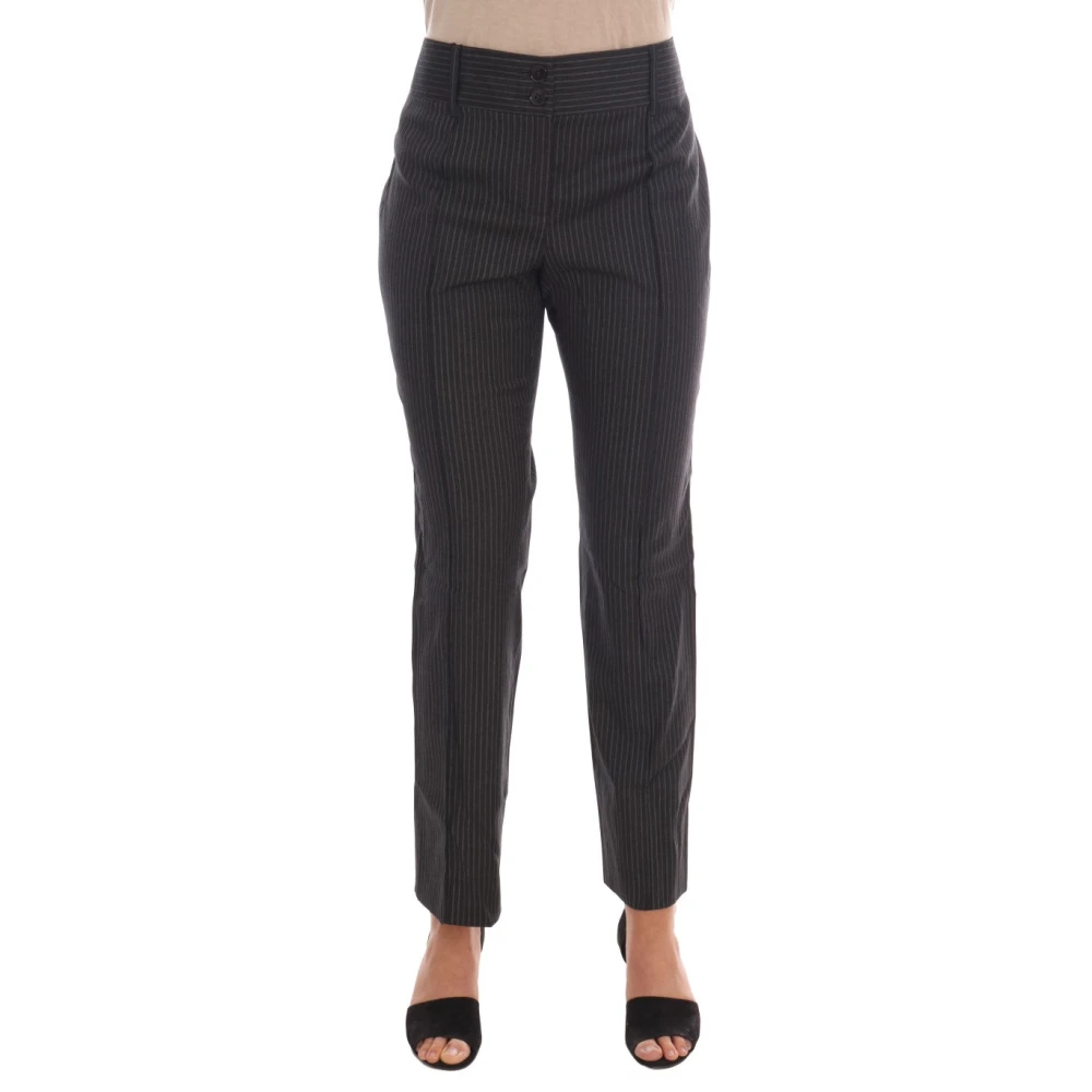 Dolce & Gabbana Women's Gray Slim-Fit Trousers,, Wool Stretch Slim Dress Trousers Large