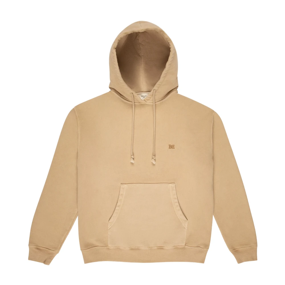 Bally Contrast Logo Hoodie Sweatshirt Beige Dames