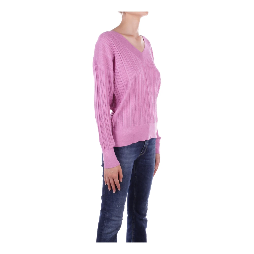 Liu Jo Lila Sweater Metallic Draad Collectie Purple Dames