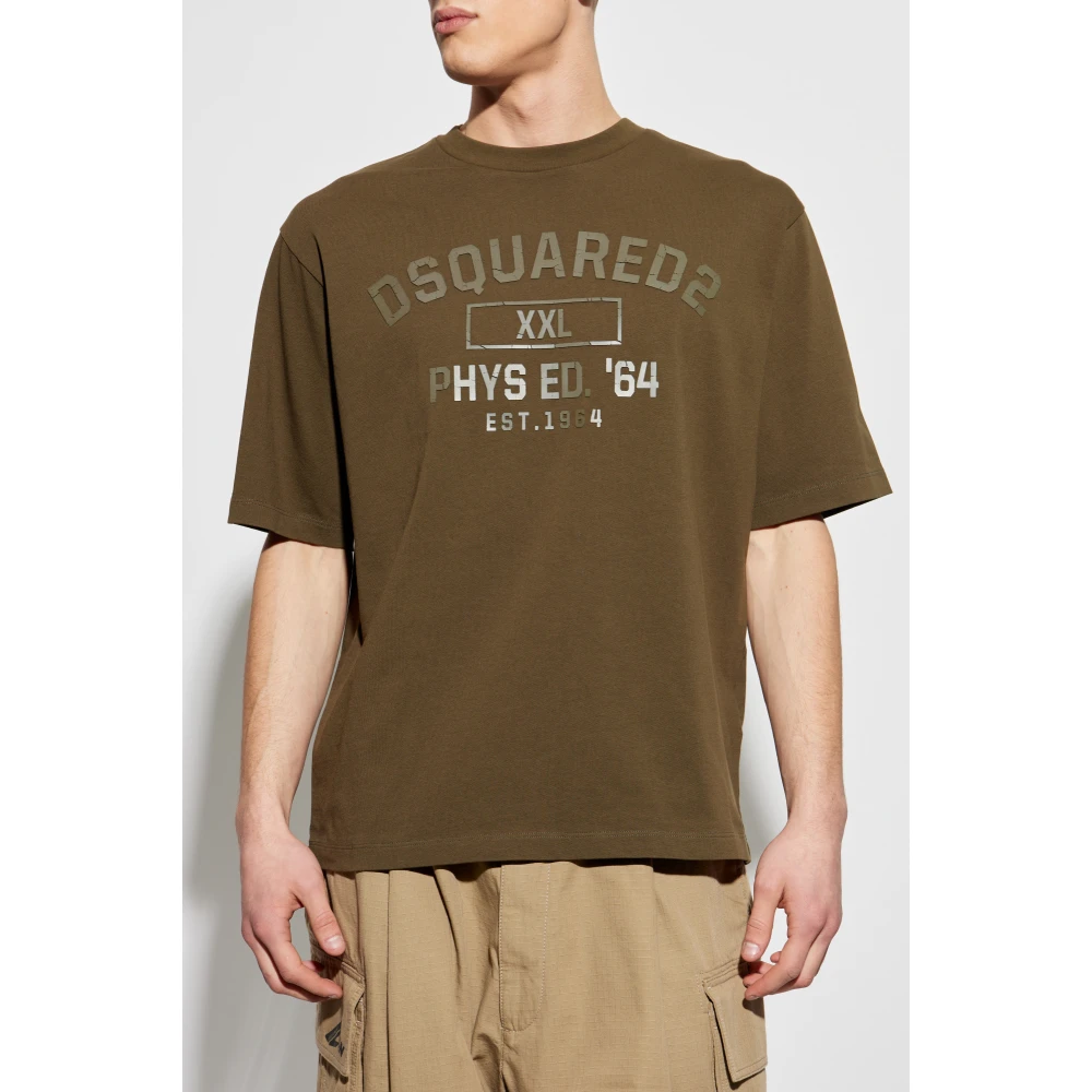 Dsquared2 T-shirt met logo en rubberen afwerking Green Heren