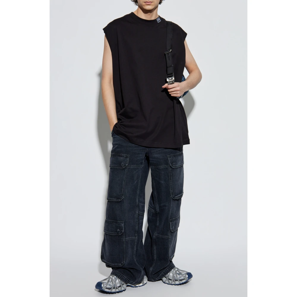 Versace Jeans Couture Mouwloos T-shirt Black Heren