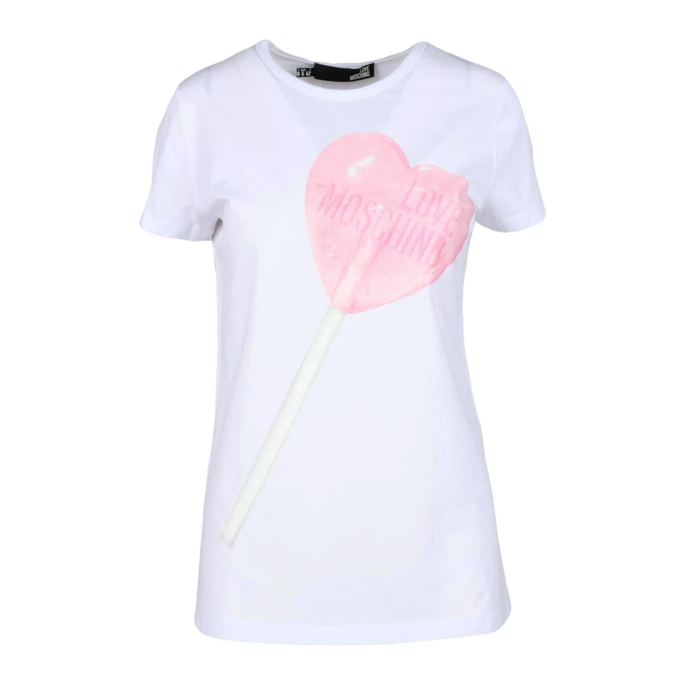 Love Moschino Katoen Spandex T-shirt White Dames