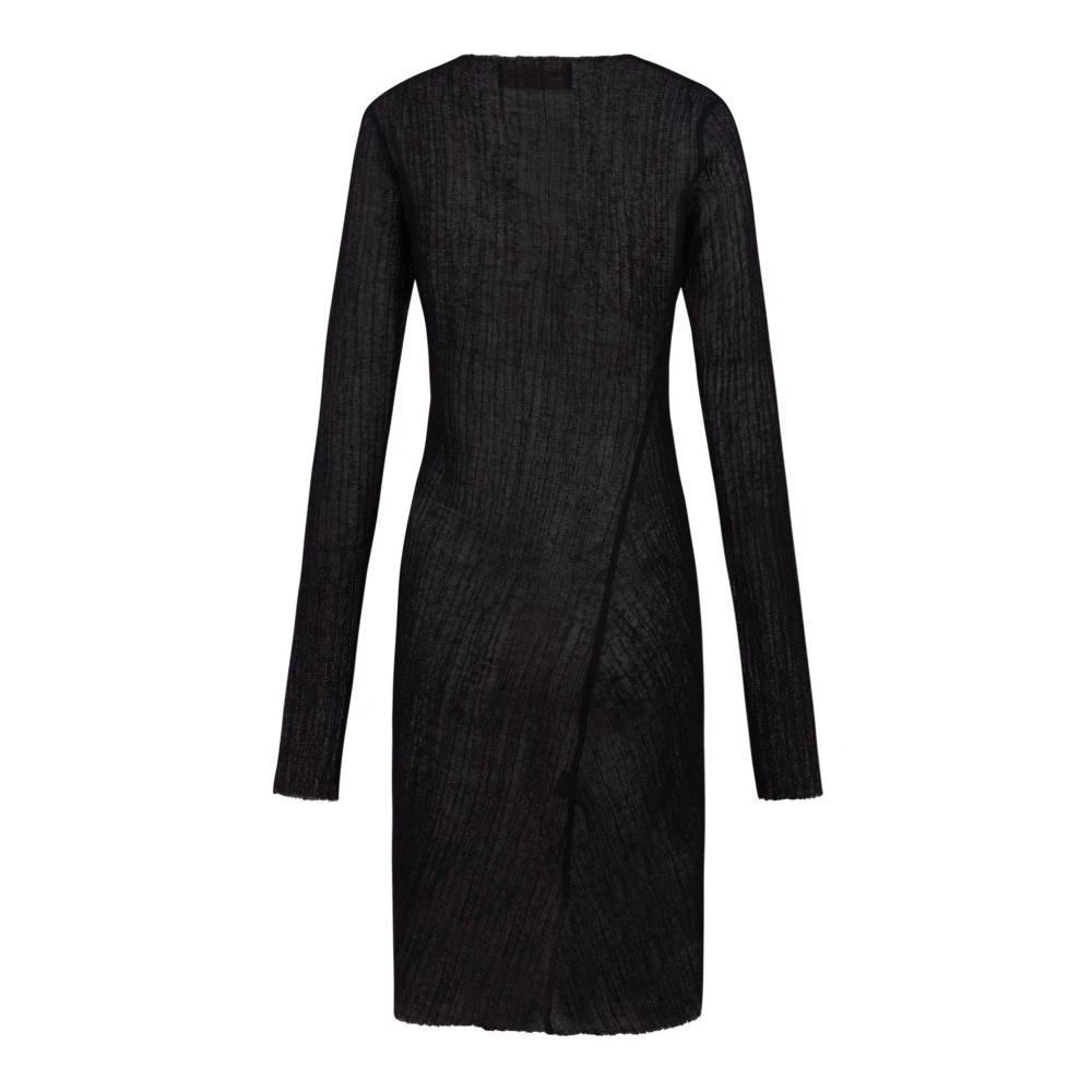 Cortana Zwarte wollen jurk met ronde hals Black Dames