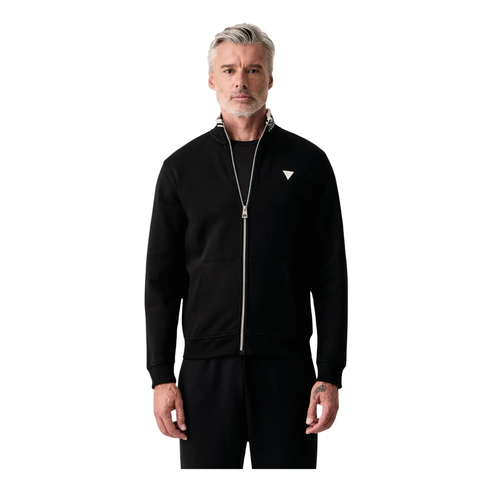 Guess Uomo Noir Felpa Con Zip Trucker - Immagine 2