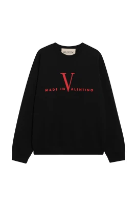 Cotton Crewneck Sweatshirt With Made In Valentino Print