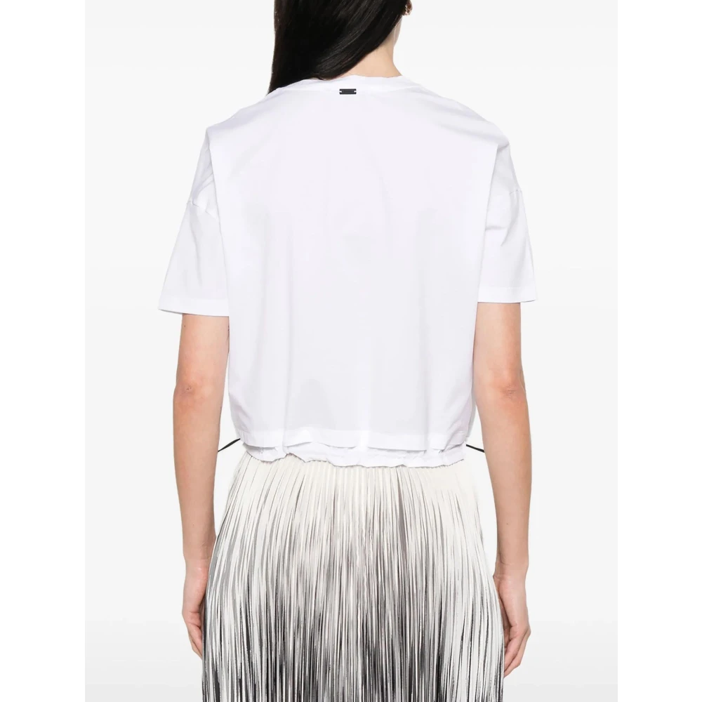 Herno Witte Sweater met Trekkoord Kraag White Dames