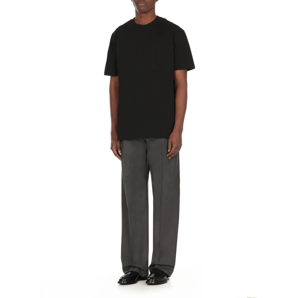 Jil Sander Zwarte Katoenen T-shirt met Borstzak Black Heren
