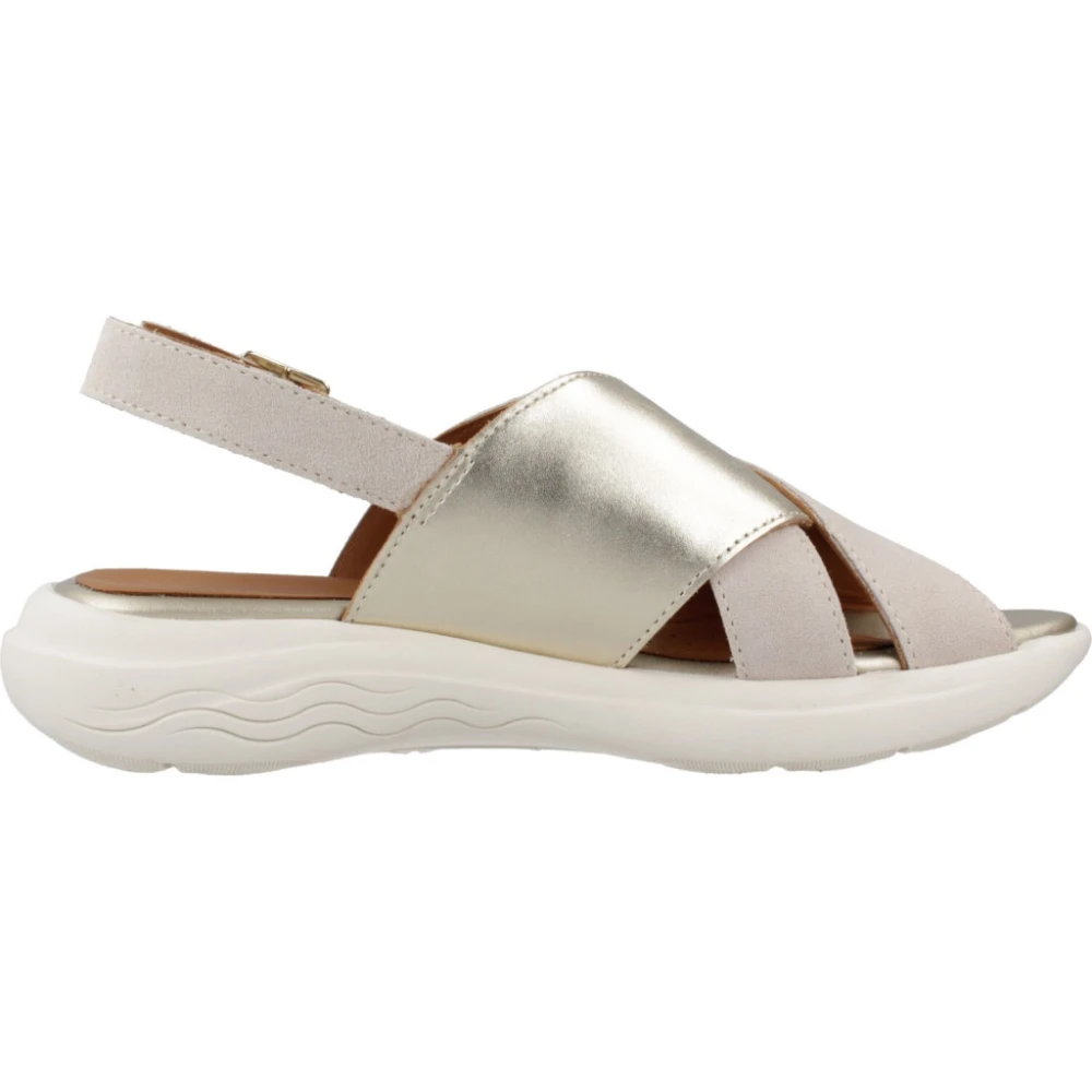 Geox Vrouw Beige Stijlvolle Platte Sandalen