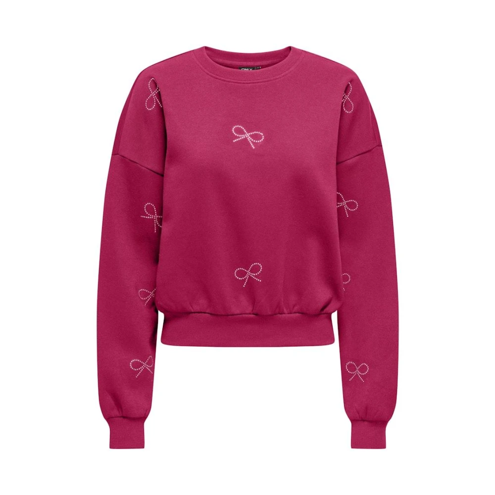 Only L S O-Neck SWT Granita Bow Red Dames
