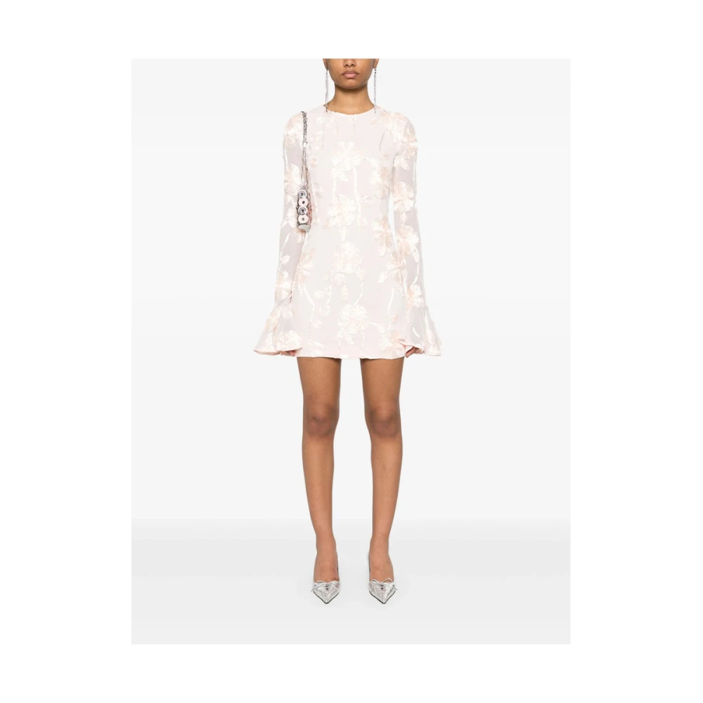 Rotate Birger Christensen Blush Pink Sheer Mouw Jurk Pink Dames