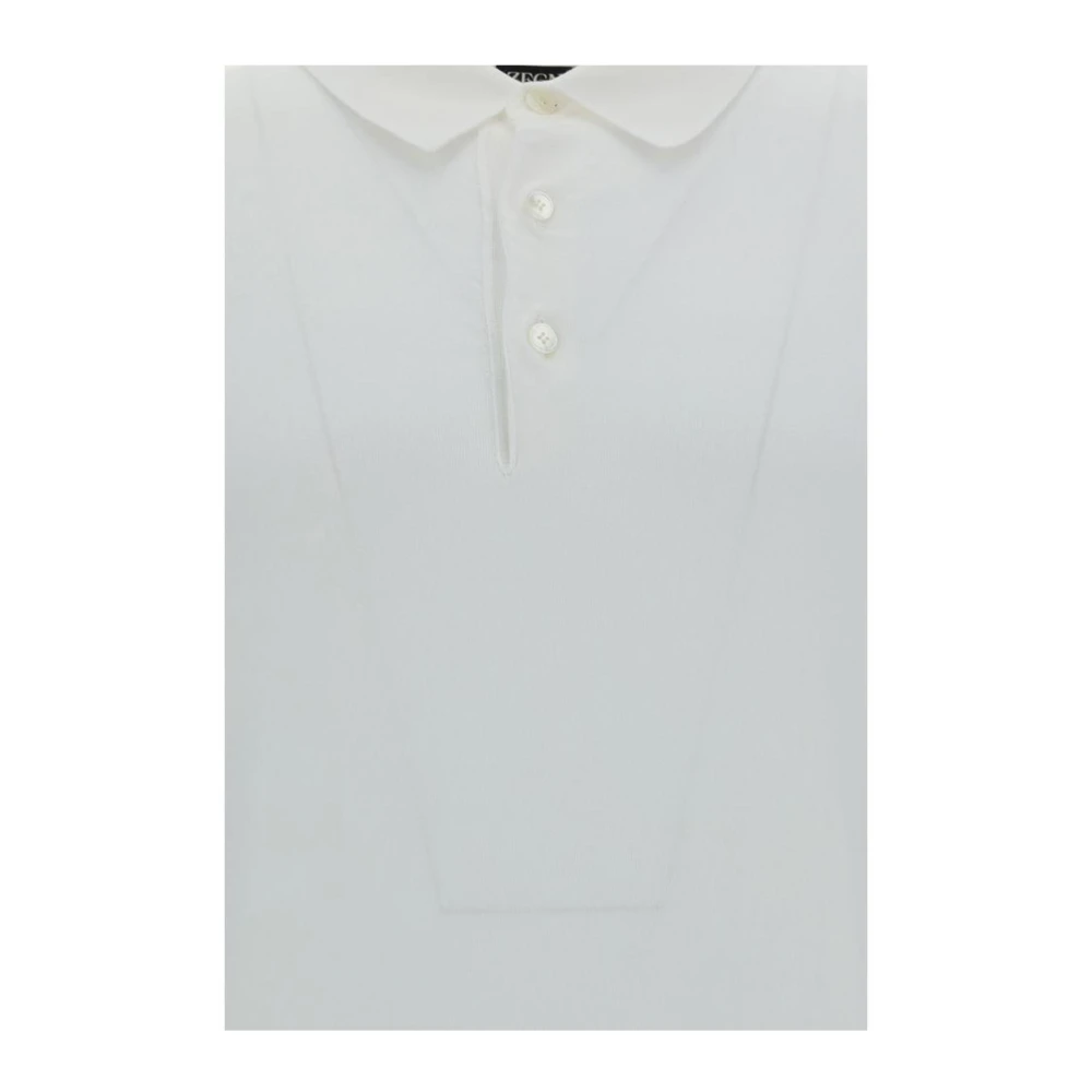 Ermenegildo Zegna Monochrome Katoenen Poloshirt met Geribbelde Kraag White Heren