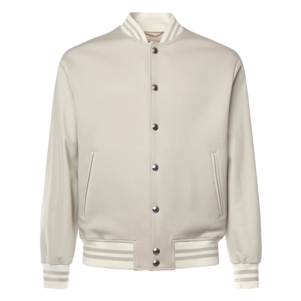 Eleventy Jas met drukknoopsluiting en streepdetails Beige Heren