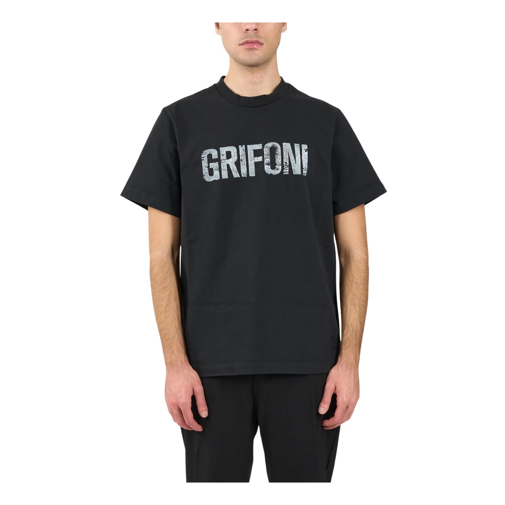 Mauro Grifoni Katoenen T-shirt met Bedrukt Logo Black Heren