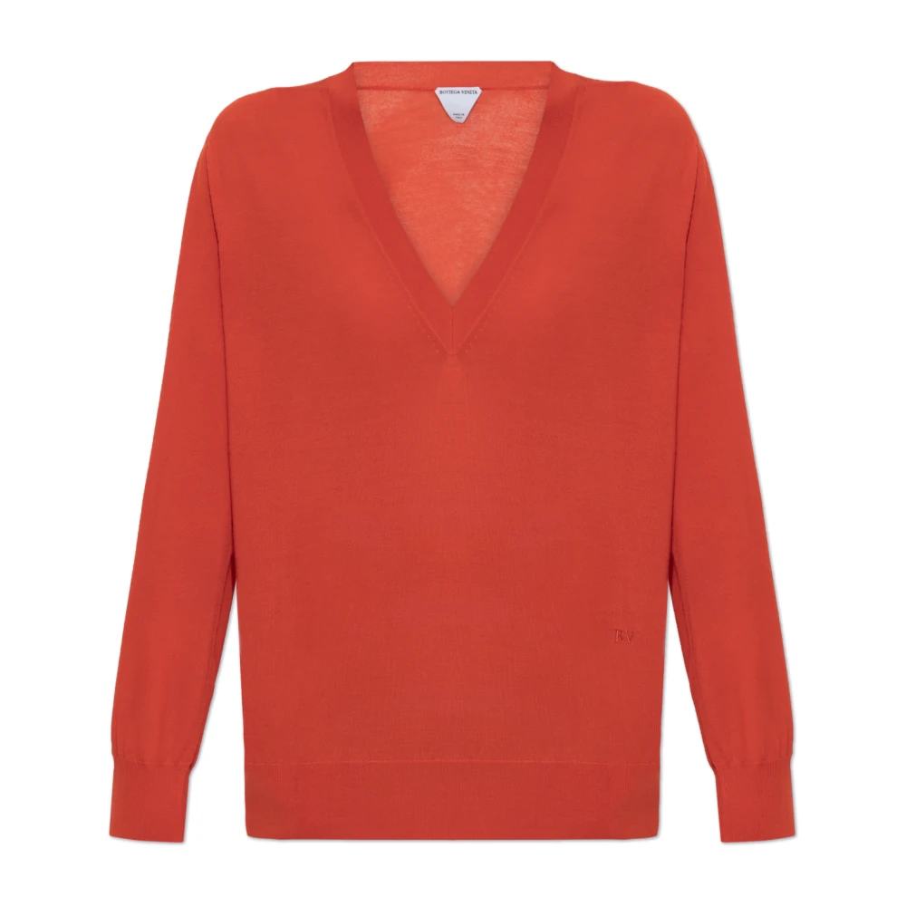 Bottega Veneta Luxe Cashmere V-Neck Sweater Oranje Orange Dames