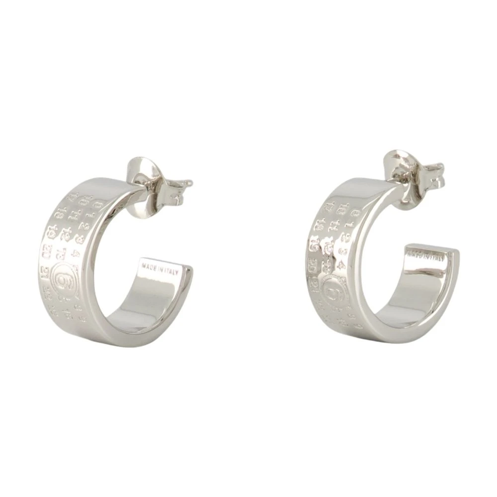 Mm6 Maison Margiela Women's Gray Numeric Minimal Signature Hoop Earrings