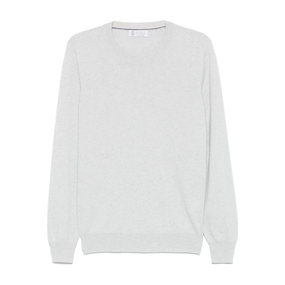 Brunello Cucinelli Men's Gray Cashmere Knitwear,, Crew Neck Jumper Medium