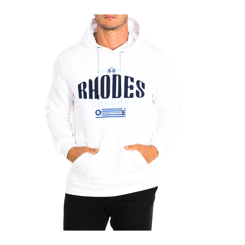 La Martina Men's White Hoodies, 2XL, Hooded Sweatshirt With Embroidered Logo