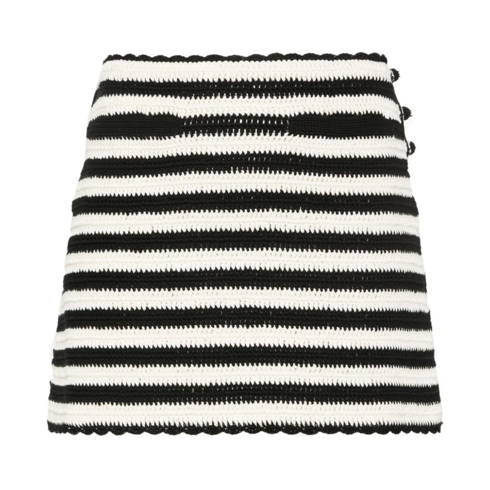 Celine Women's Black Short Skirts, Xs, Striped Crochet Mini Skirt