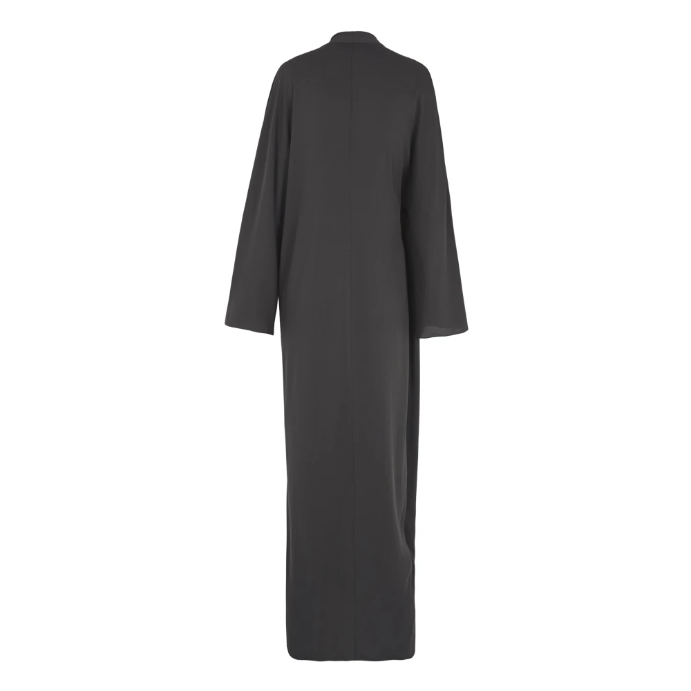 Cortana Kimono Stijl Lange Zijden Jurk Black Dames