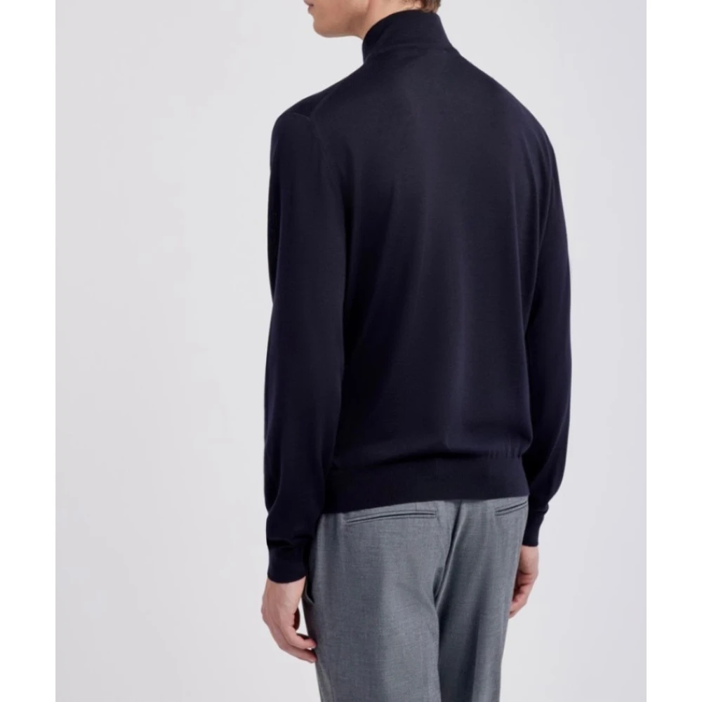 Filippo De Laurentiis Merino Wol Rits Trui Blue Heren