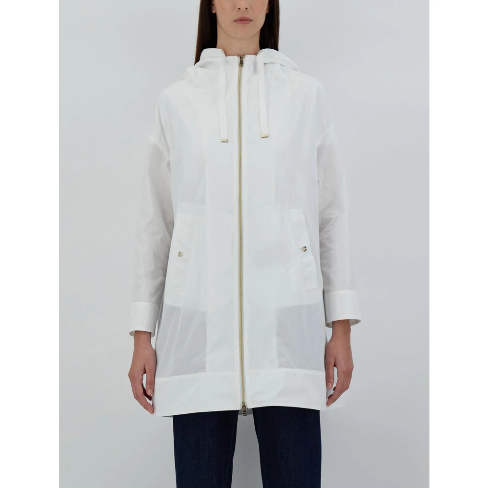 Herno Hooded Jacket Lange Mouw Ritssluiting White Dames