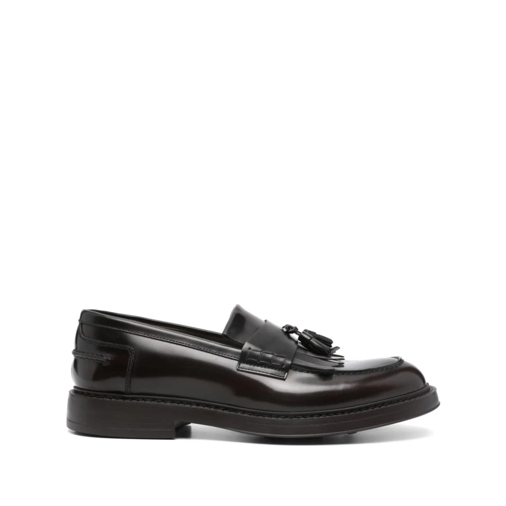 Doucal's Men's Brown Loafers,, Leather Flat Shoes With Tassel Size 9 Uk