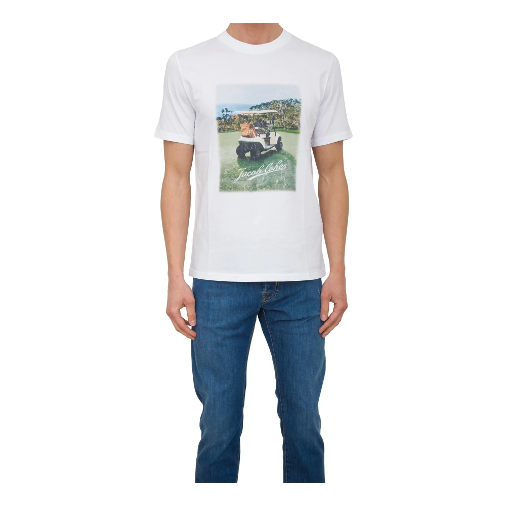 Jacob Cohën Men's White Ribbed Crew Neck T-Shirt