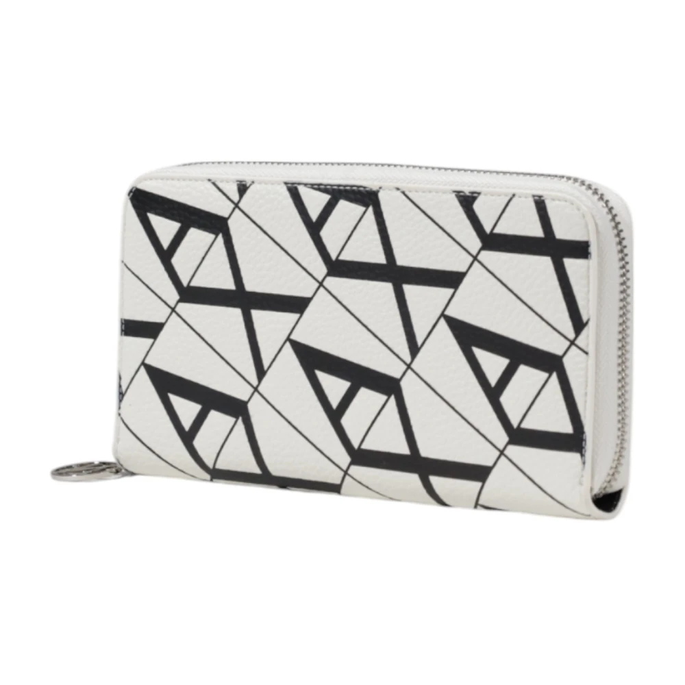 Armani Exchange Stijlvolle Bedrukte Ritsportemonnee White Dames