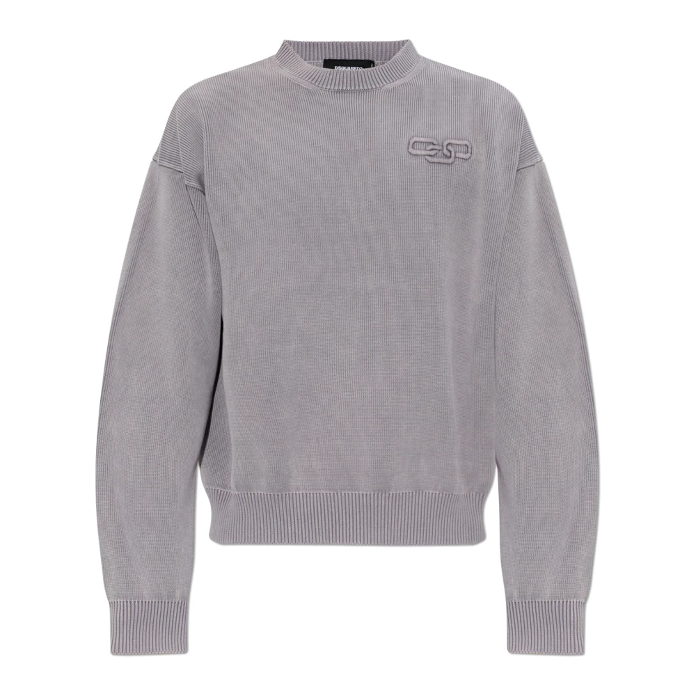 Dsquared2 Men's Gray Logo Jumper - Round-Neck Knitwear - M - Knitwear