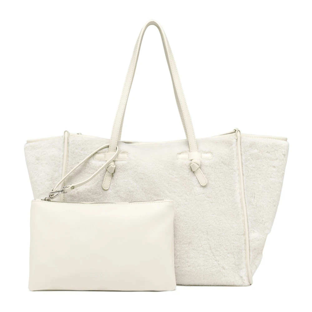 Gianni Chiarini Witte Shoppingtas met Faux Fur White Dames
