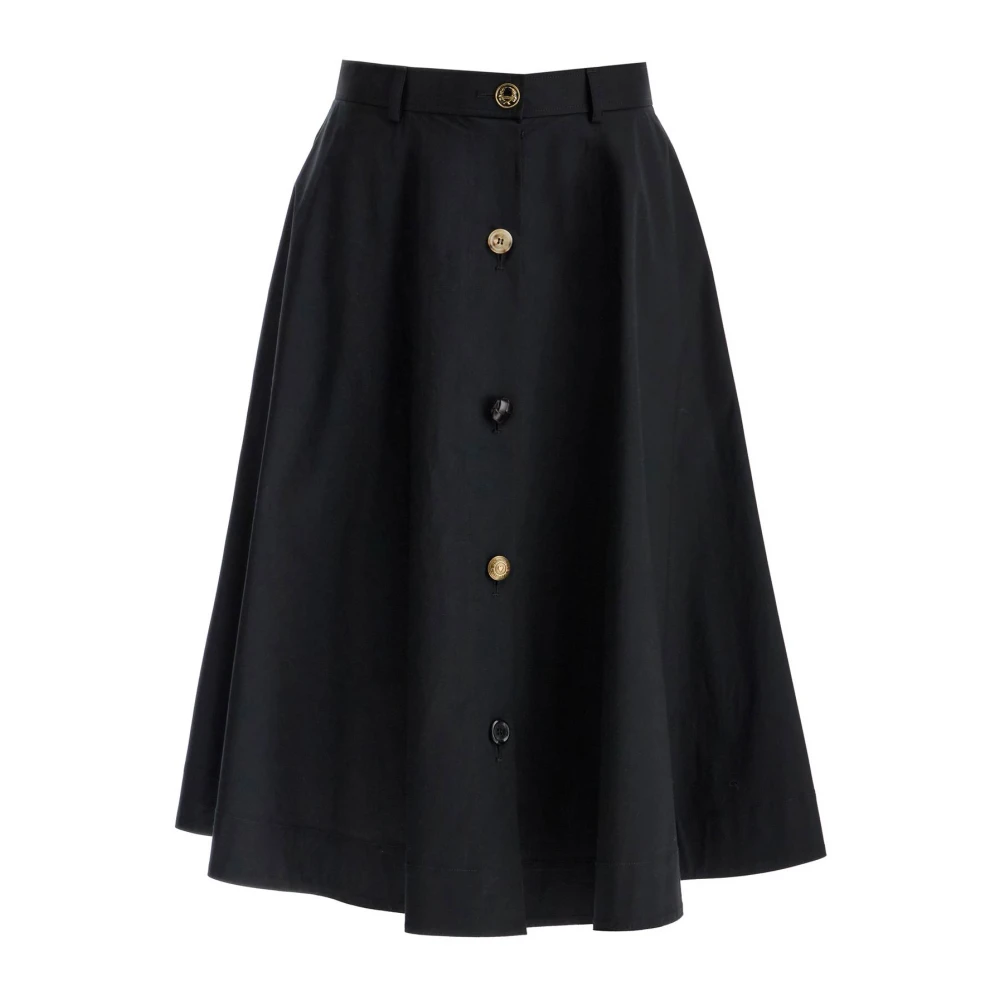 Moschino A-lijn Katoenen Poplin Midi Rok Black Dames