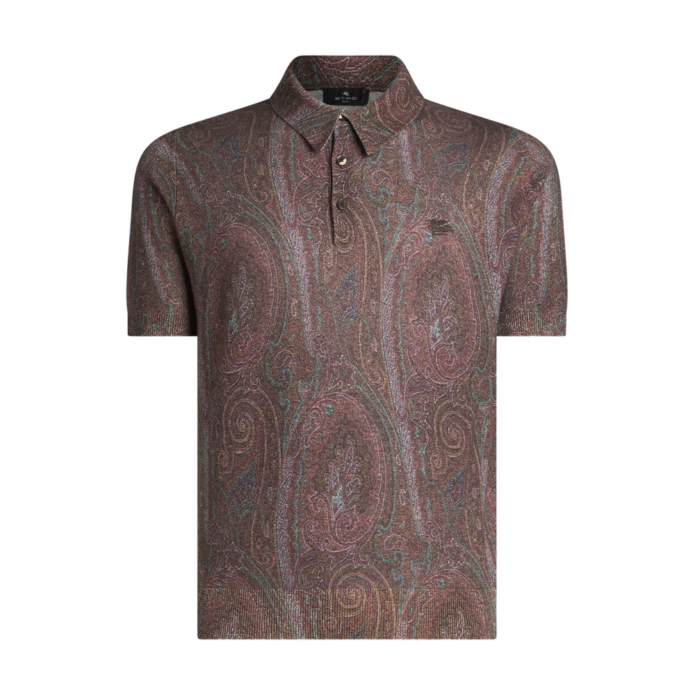 ETRO Burgundy Paisley Polo Shirt Red Heren