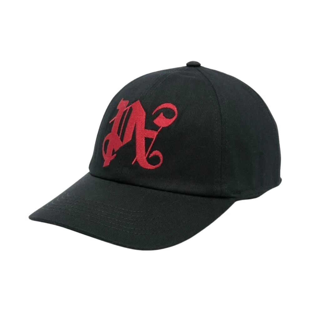 Palm Angels Geborduurde Logo Katoenen Hoeden Black Heren