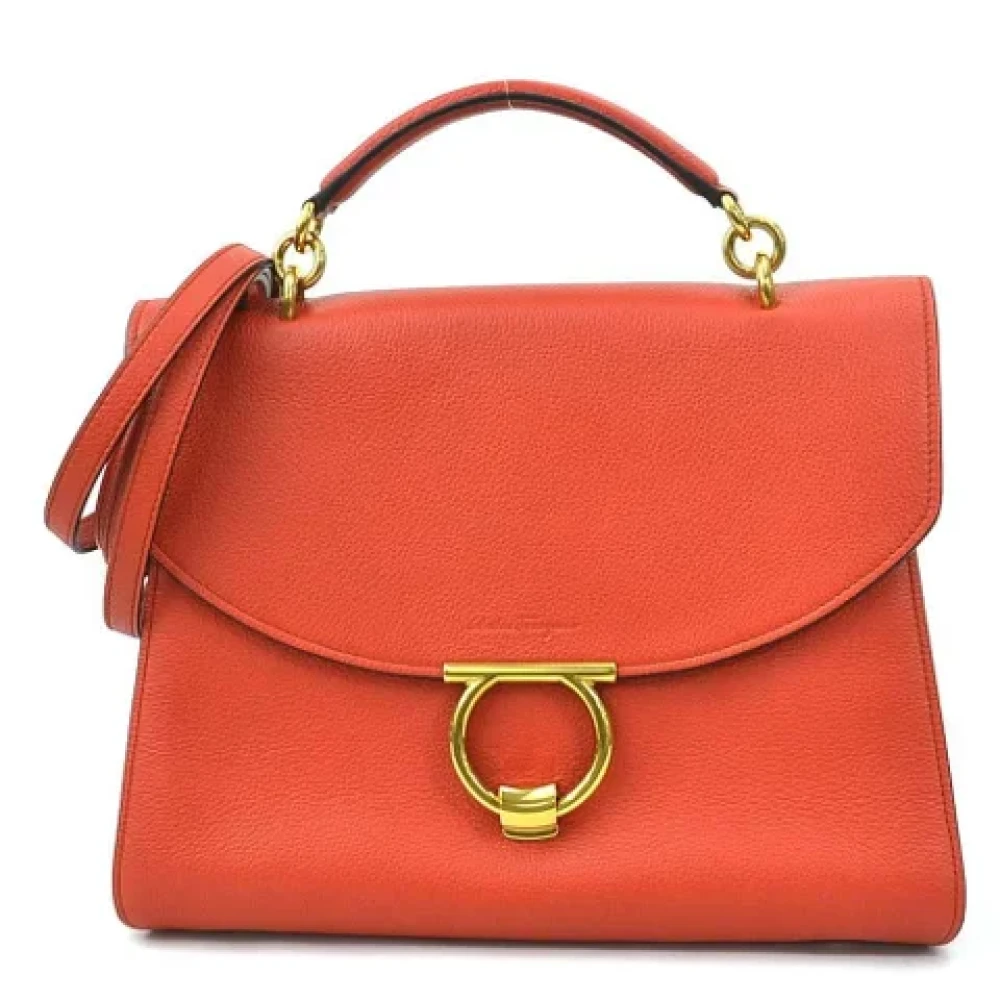 Salvatore Ferragamo Pre-owned Fabric handbags Orange Dames