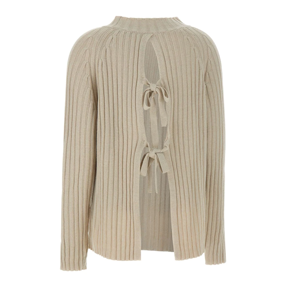 Kaos Beige Wol Kasjmier Trui met Open Rug Beige Dames