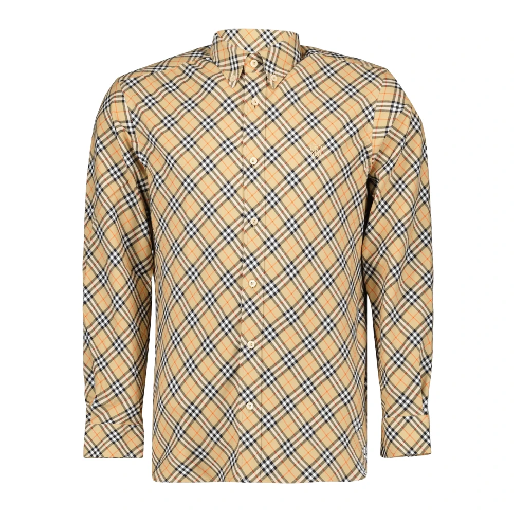 Burberry Vintage Geruite Overhemd voor Mannen Beige Heren