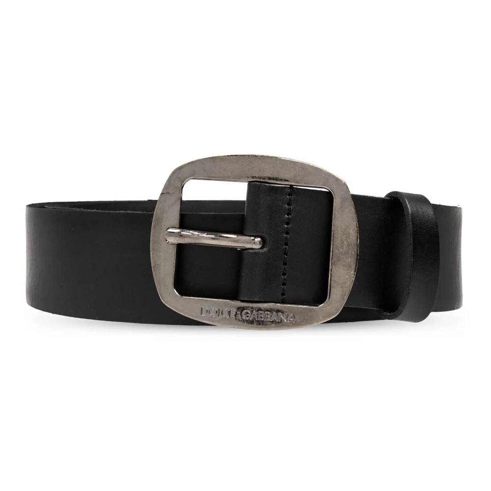 Dolce & Gabbana Mannelijk Zwart Ovale Gesp Riem