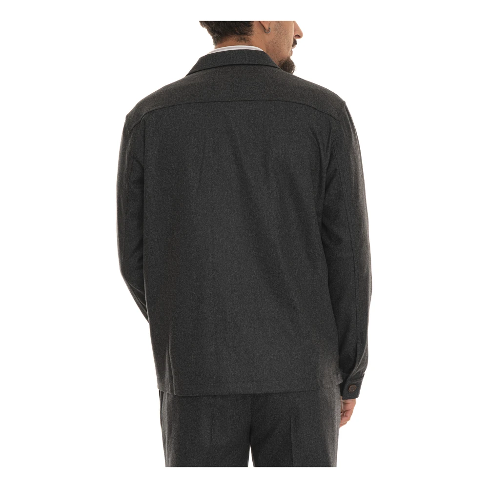 Hindustrie Flanellen Overshirt met Voorzak Blue Heren