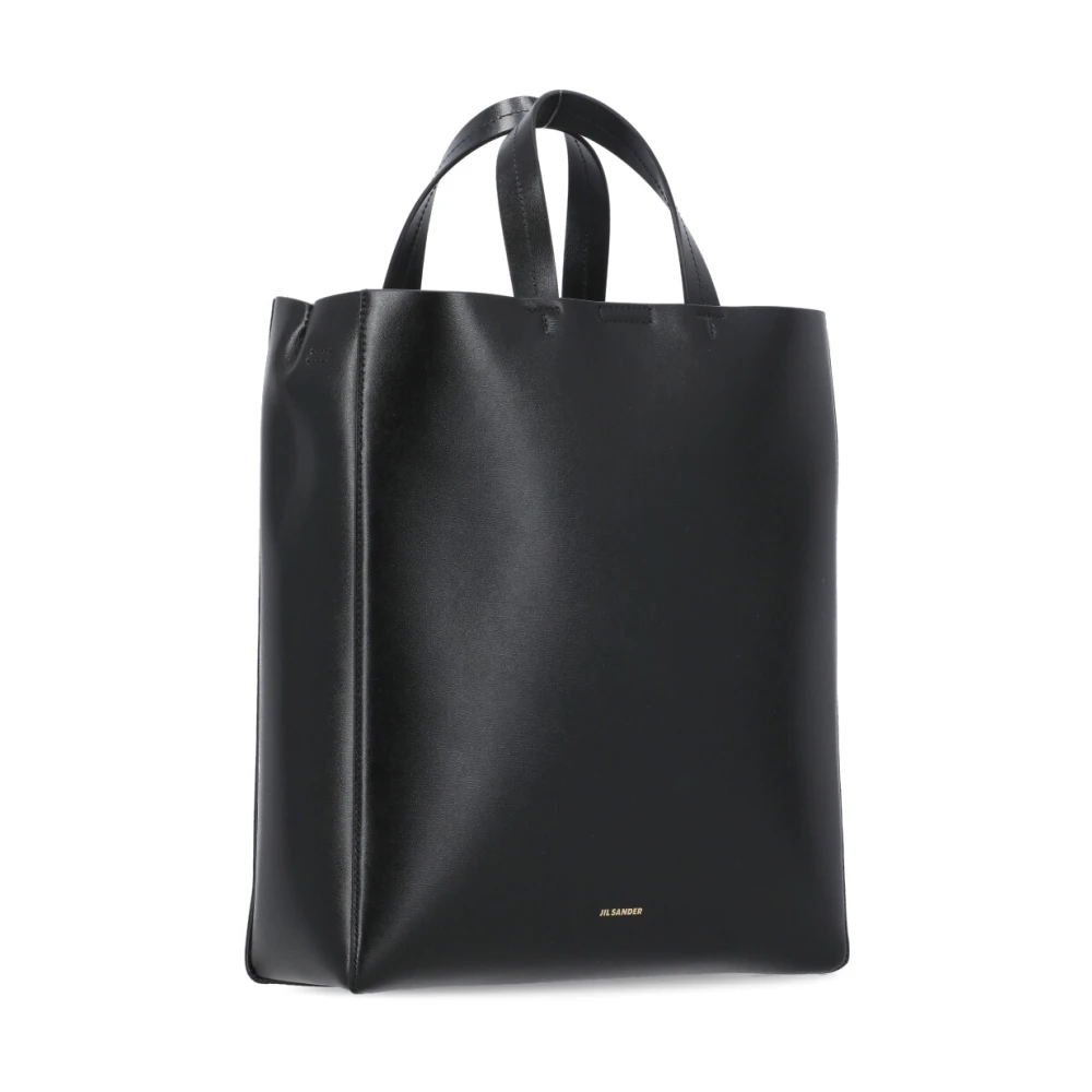 Jil Sander Zwarte Leren Handtas Vrouwen Schouderband Black Dames