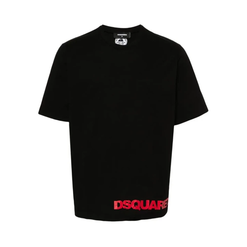 Dsquared2 Zwart Logo Print T-Shirt Black Heren