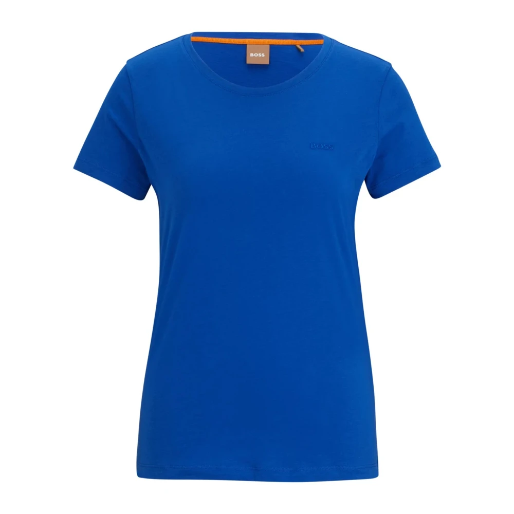 Boss Slim-Fit T-Shirt van Biologisch Katoen met Tonaal Logo Blue