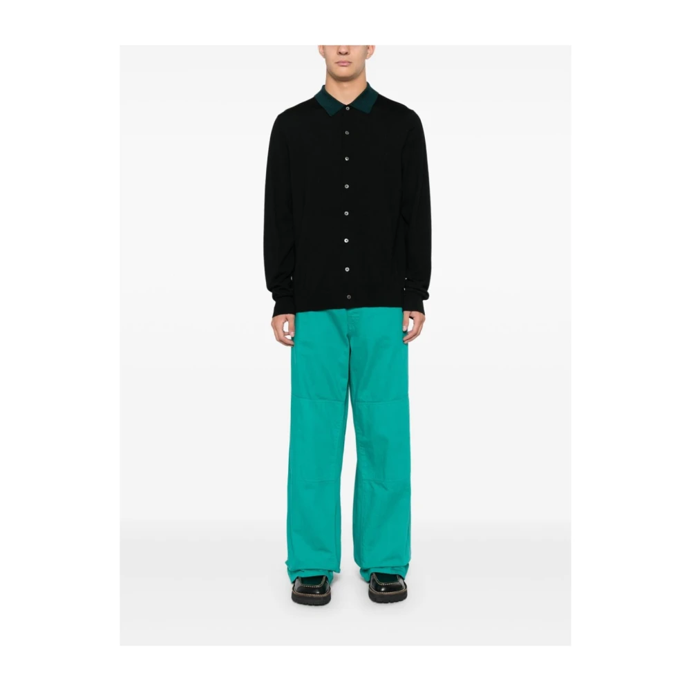 PS By Paul Smith Gestreepte Kraag Zwarte Wollen Vest Black Heren