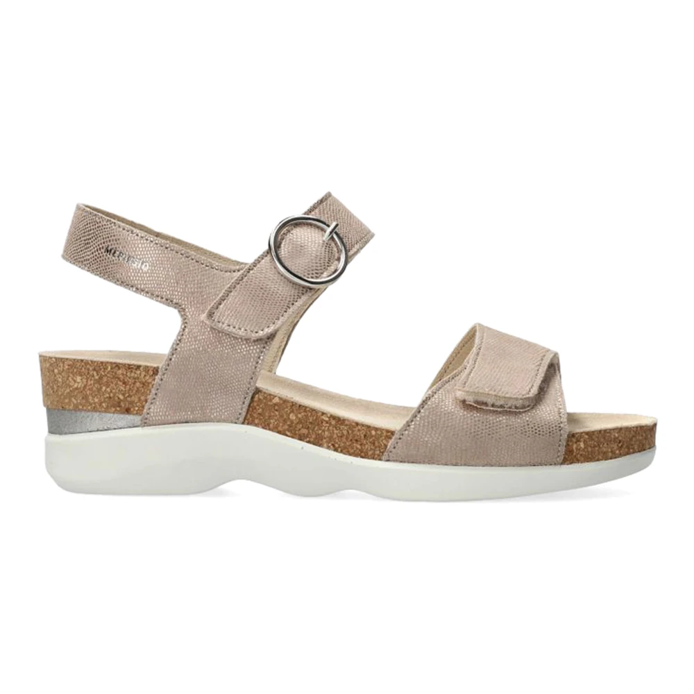 Mephisto Beige Wedges, Female, 3 Uk, Wedge Sandal With Velcro Straps