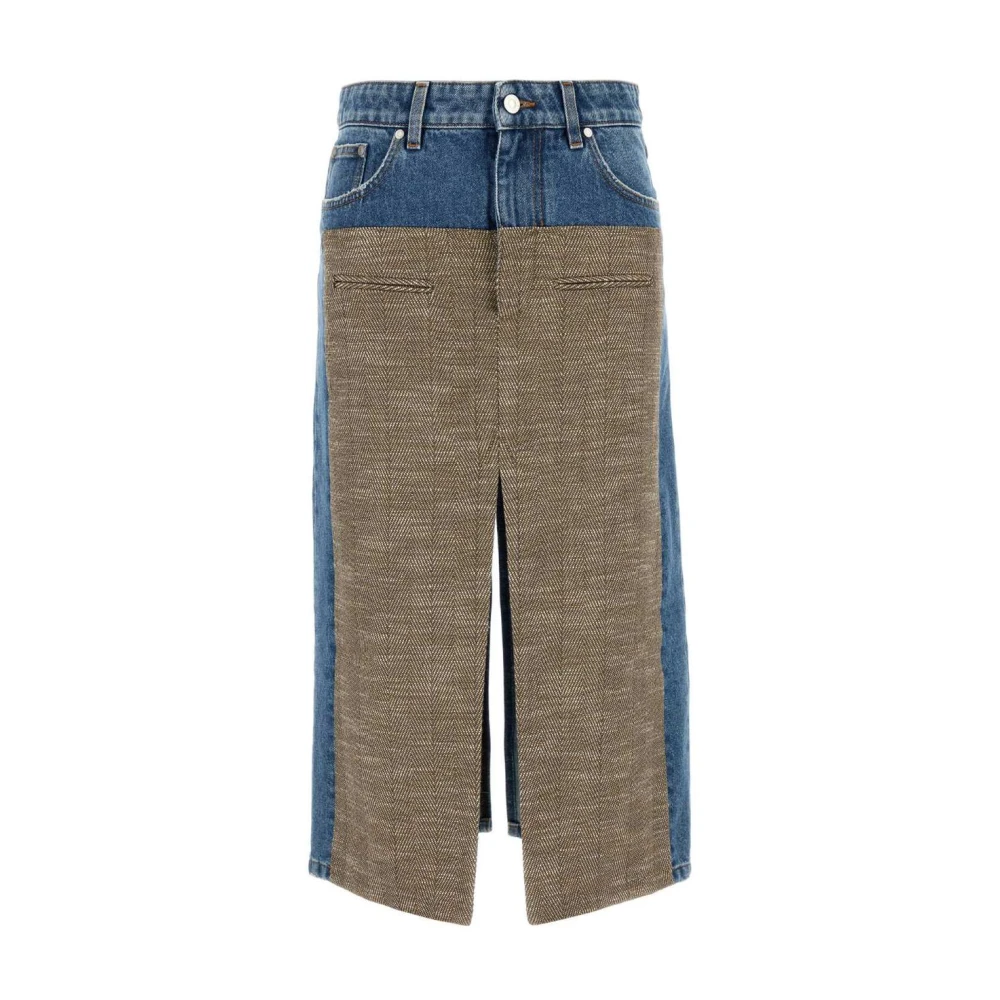 Stella Mccartney Blue Denim Skirts, Female, M, Denim Maxi Skirt With Back Slit