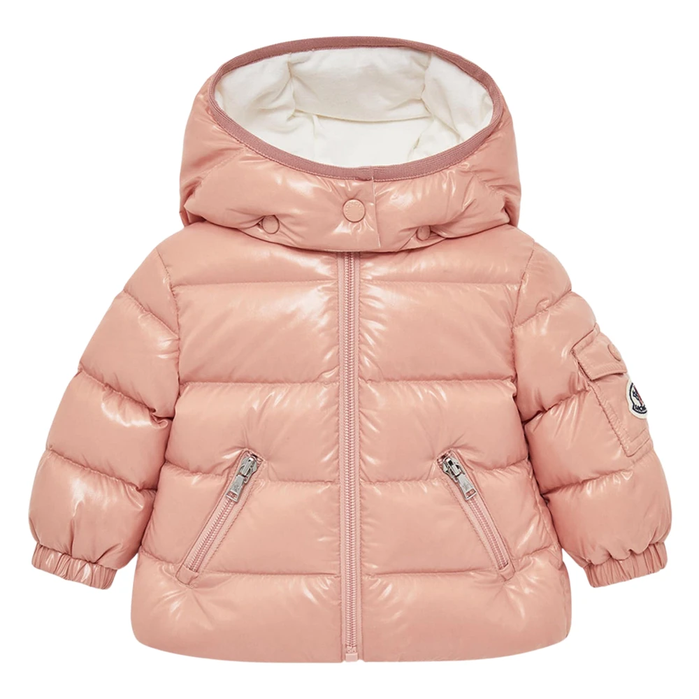 Moncler Pink Winter Jackets, Female, 9 M, Padded Baby Jacket With Hood