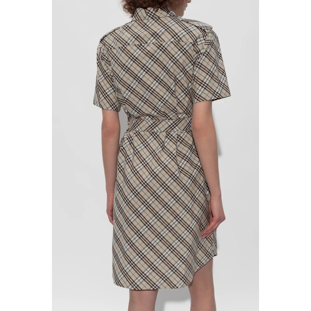 Burberry Geruite Jurk Beige Dames