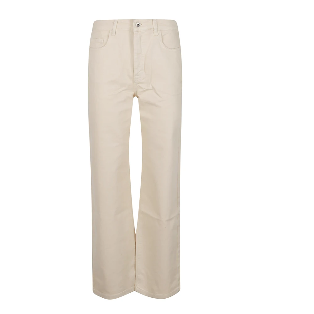 Patrizia Pepe Vrouw Beige Jeans Dames, W30, Katoen, Wide Leg Jeans