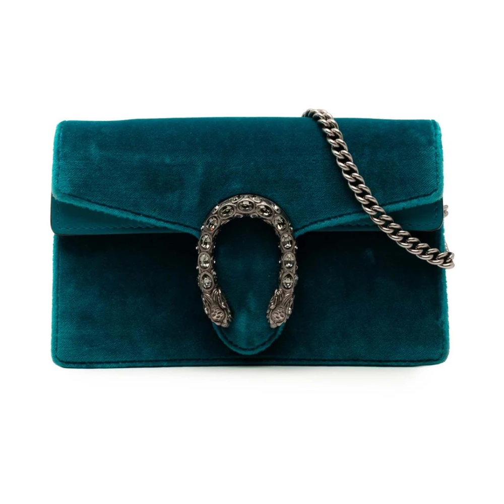 Gucci Vintage Women's Blue Pre-Owned Shoulder Bag With Chain Strap